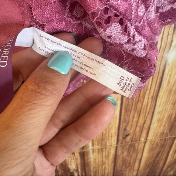 Adored by Adore Me Women’s Pink Floral Underwire Longline Lace Bra Size 36D - Picture 8 of 8